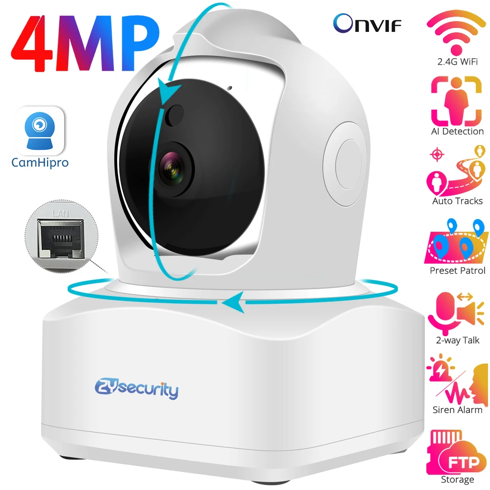 

4MP WiFi IP Camera Indoor Pan Tilt Wireless Home Security Cameras Human Detection Auto Tracking Night Vision 2-way Talk CCTV Cam