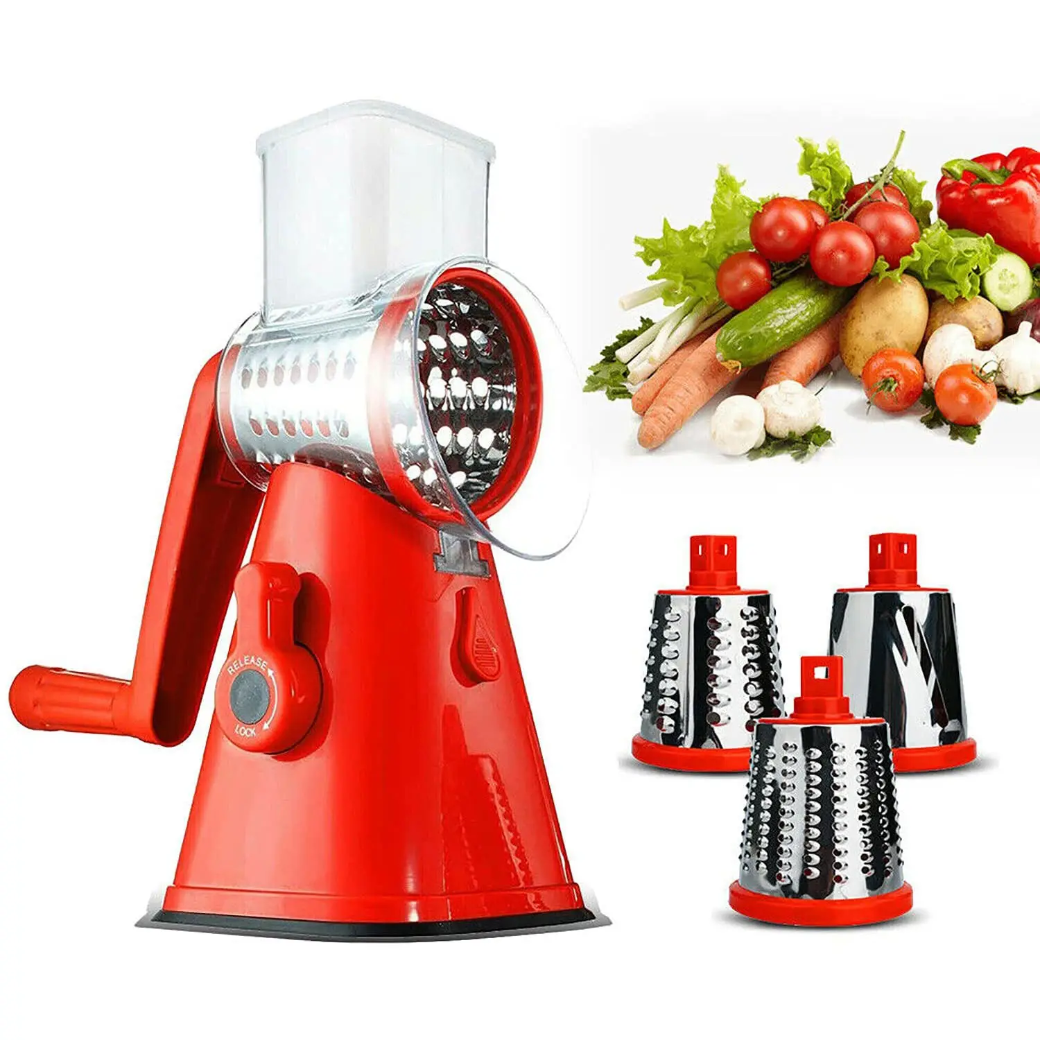 Multi-functional Vegetable Cutter Hand Drum Vegetable Cutter Slicer All-in-1 Stainless Steel Manual Hand Slicer Fruit Slicer Food Slicer Vegetable Shredder