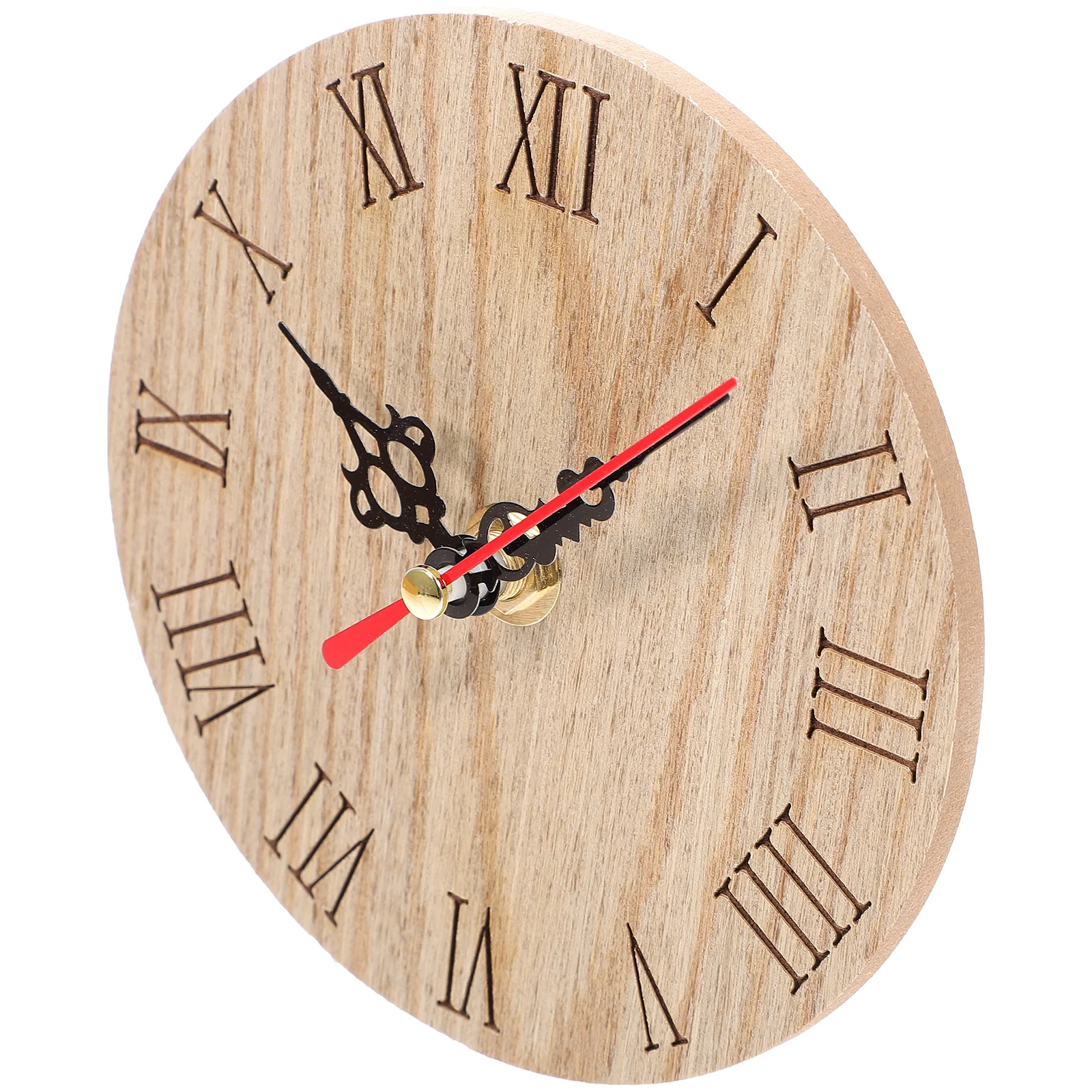 Small Clock Vintage Wall Wooden Decor Clocks Mute Color:As Shown2
