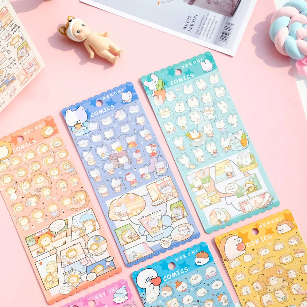Cute Animal Stickers Handicraft Material Diary Stationery Sticker Happy Planner Scrapbooking Accessories Supplies NEKONI