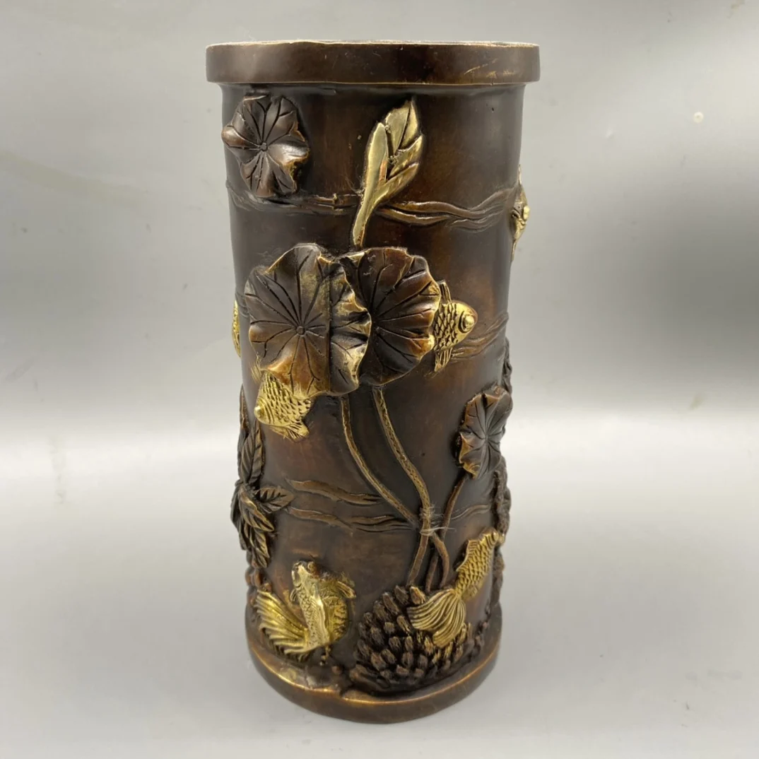 

Chinese Old Brozne Handmade Carved Fish Incense Holder, Home Art Decoration Antique Metal Crafts