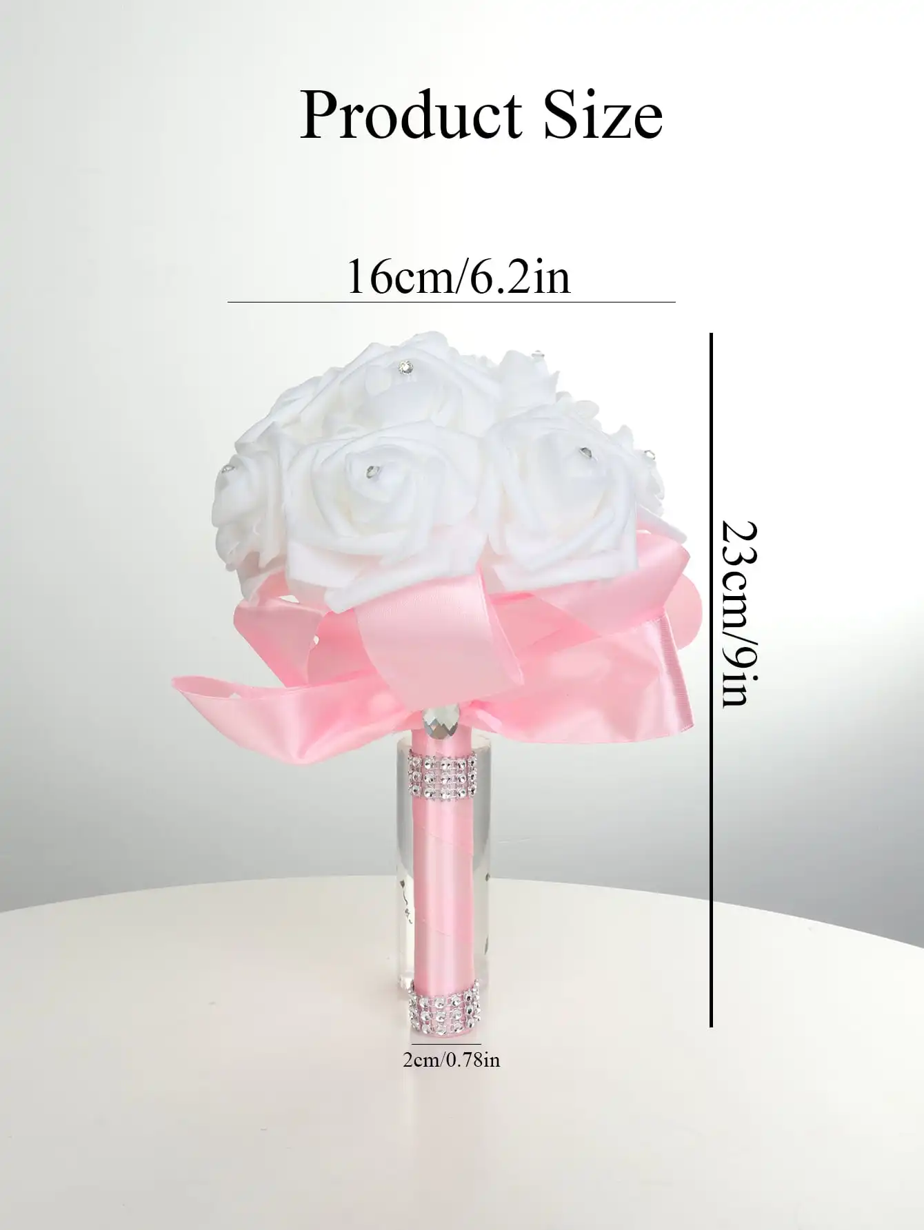 1PC PE Rose Bridesmaid Wedding Foam Flowers Artificial Rose Flowers Wedding Bouquets Rose Bridal Bouquet Ribbon Fake Wedding Bouquet