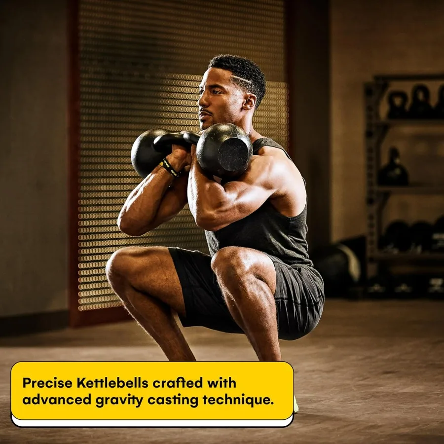 Powder Coated Kettlebell Weights -24 KG (53 LB) Strength Training Kettlebells for Men and Women - Hand Weights Workout Gym Equip