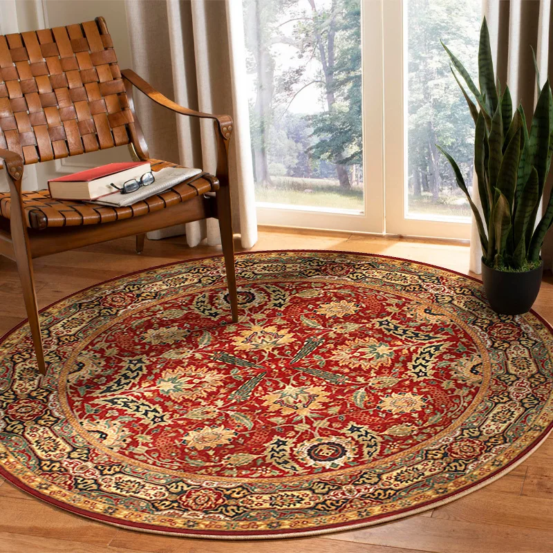 

Ethnic Style Circular Carpet for Living Room Bohemian Retro Rugs for Bedrooms Anti Slip Bedside Floor Mats for Home Doormat