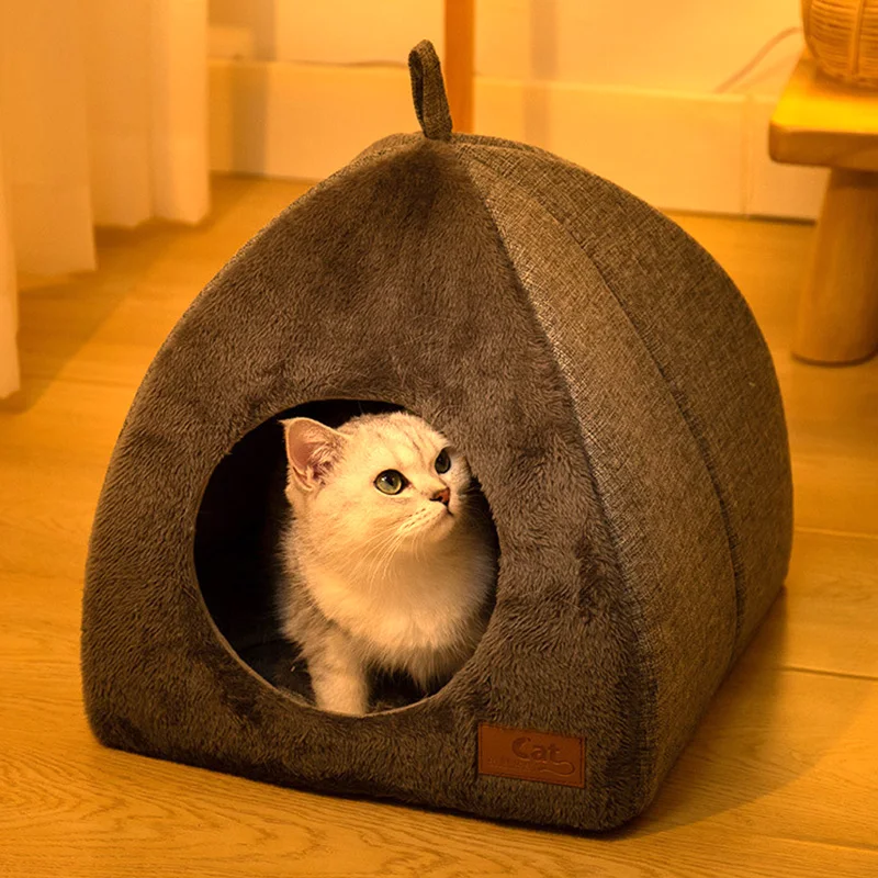 

Soft Cat Bed Warm Semi-Enclosed Cat House Kennel for Small Dogs Cats Deep Sleep Pet Basket Cozy Kitten Lounger Cat Accessories