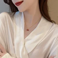 Colliers avec pendentif petit vin rouge cerise pour femmes, personnalité à la mode, fruits, chaîne dorée, bijoux de fête, cadeaux d'anniversaire 4