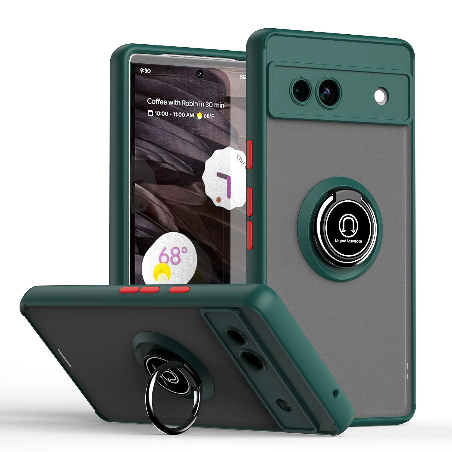 Shockproof Armor Matte Case with Magnetic Ring Stand Holder