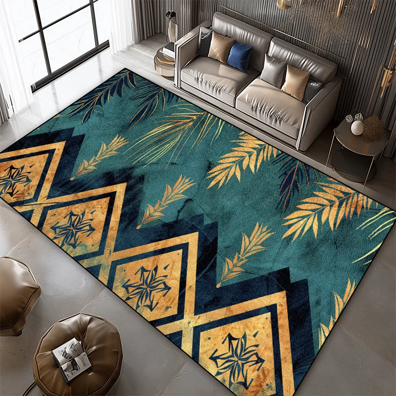Nordic Geometric Plant Printing Carpet Living Room Modern Room Decor Mat Lounge Sofa 160x230 Large Area Carpet Soft Washable Rug 2