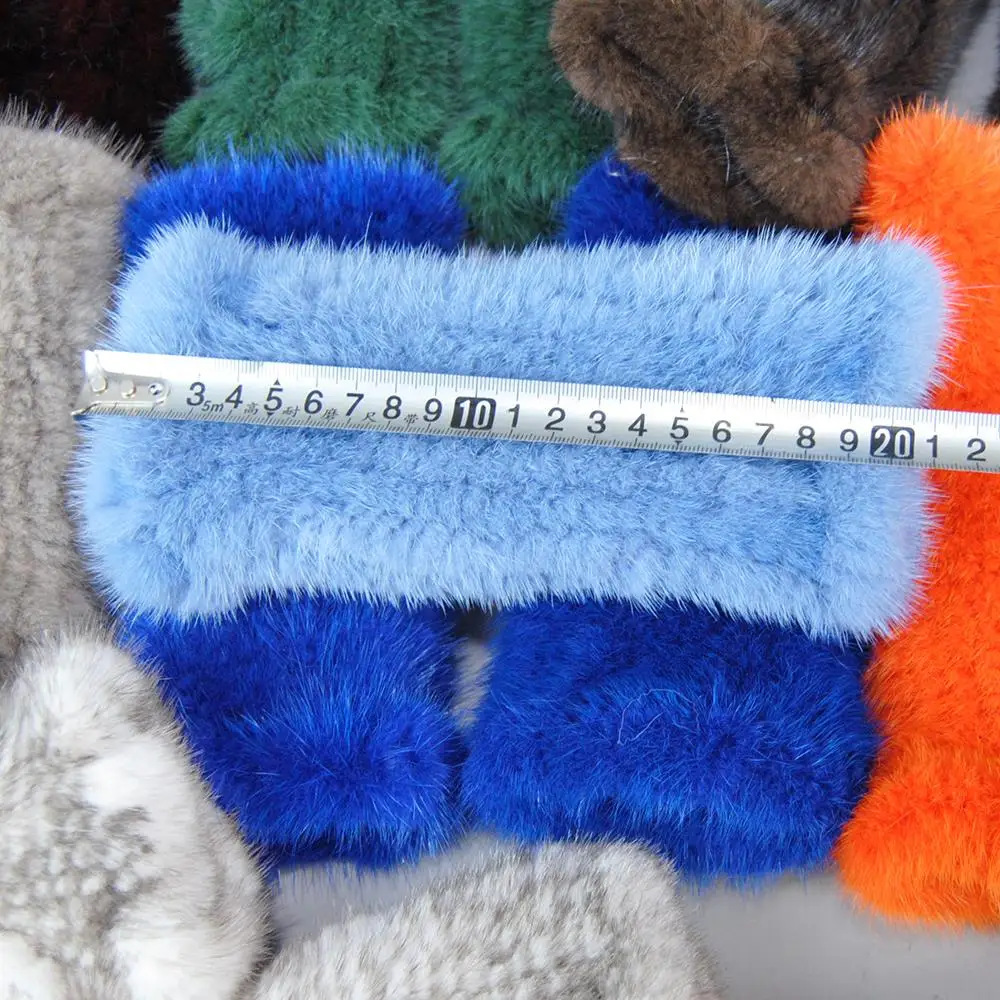 Hot Sale Real Knitted Mink Fur Gloves Winter Fingerless Gloves Mittens Arm Sleeves Female 100% Natural Mink Fur & Mittens