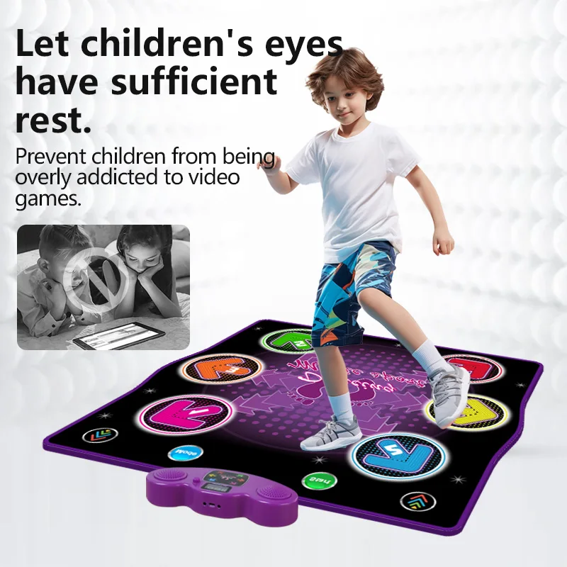 HTASKTEXEH Dance Mat Toys for Adults and Children, Electronic Dance Carpet with Illuminated 6 Keys, Bluetooth Connectable