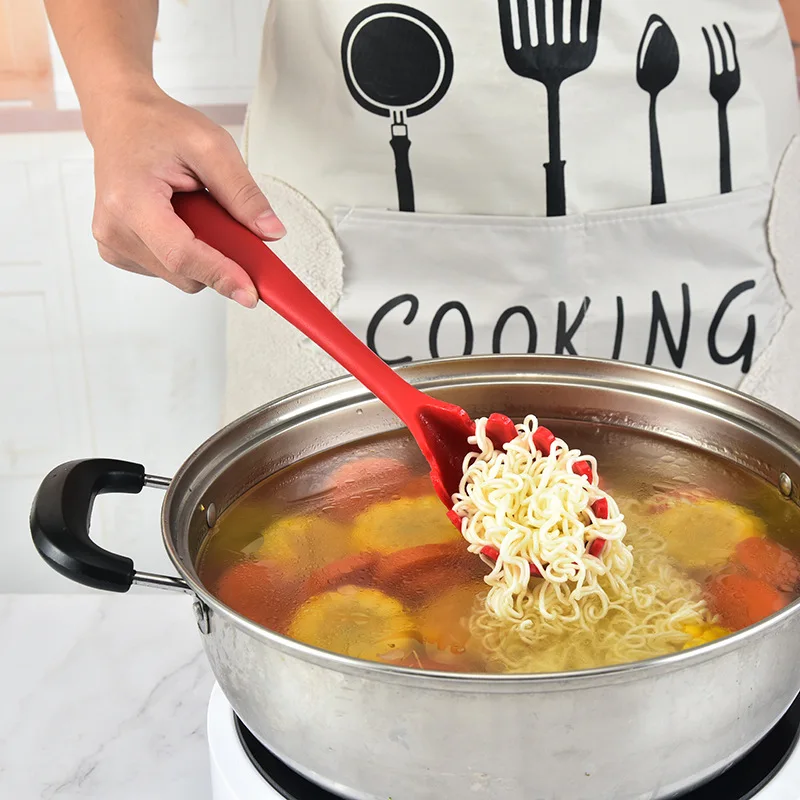 50Pcs/Lot Zeegle Silicone Cookware Noodles Spoon Pasta Scoop Colander Spatula Spaghetti Colander Spoon Heat-resistant