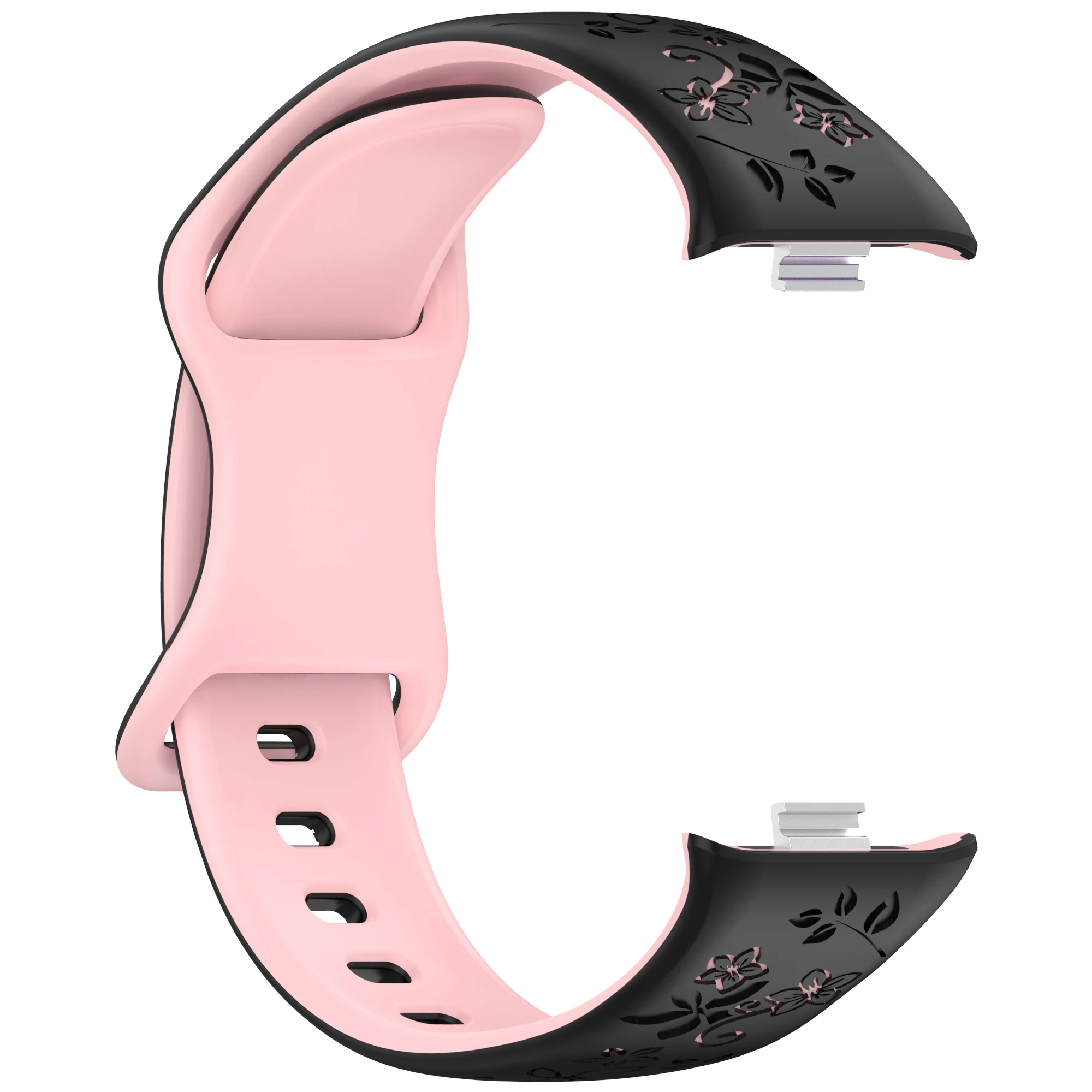 Two-Tone Floral Carved Soft Silicone Strap | Waterproof, Breathable