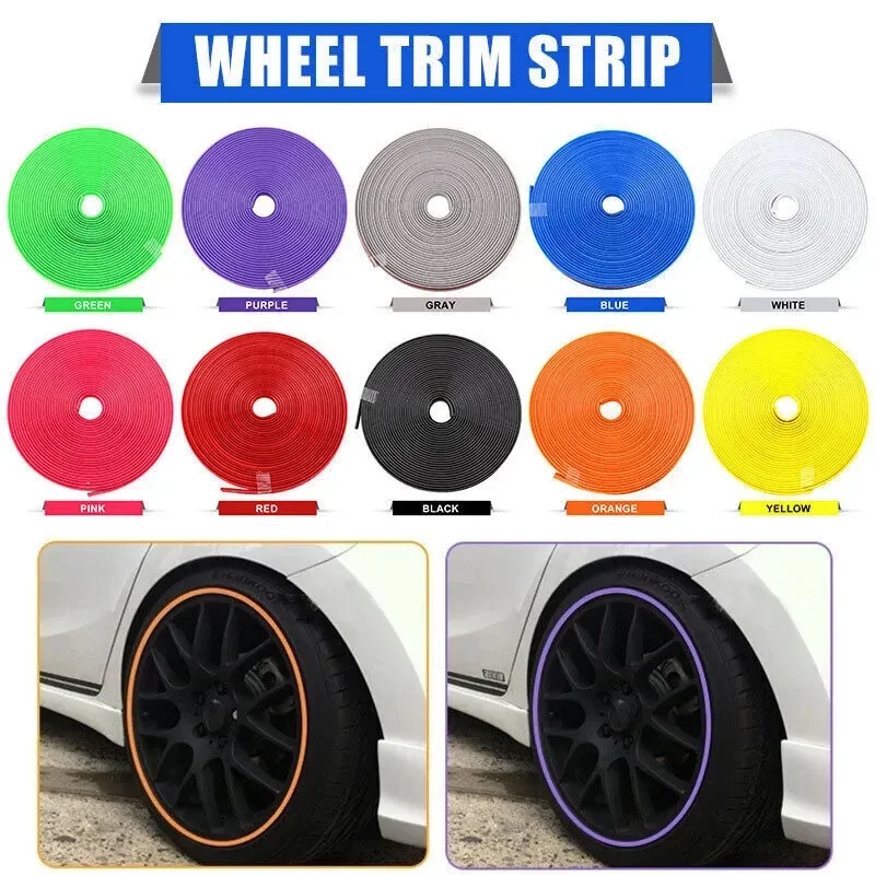 Rim Blades 4/8M Roll Car Vehicle Color Wheel Rims Protectors Decor Strip Tire Guard Line Rubber Mounding Trim
