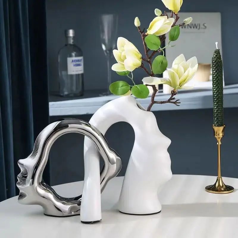 

Nordic Ceramic Interlock Vase Bridal Shower Wedding Boyfriend Gift Girlfriend Pampas Grass Living Room Home Decoration