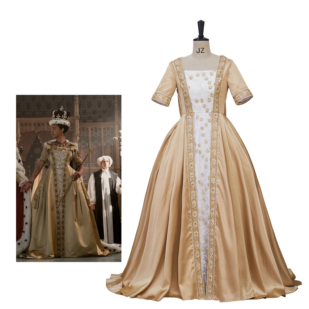 

Queen Charlotte: A Bridgerton Story Cosplay Queen Charlotte Costume Enthroned Dress Regency Noble Victorian Medieval Ball Gown