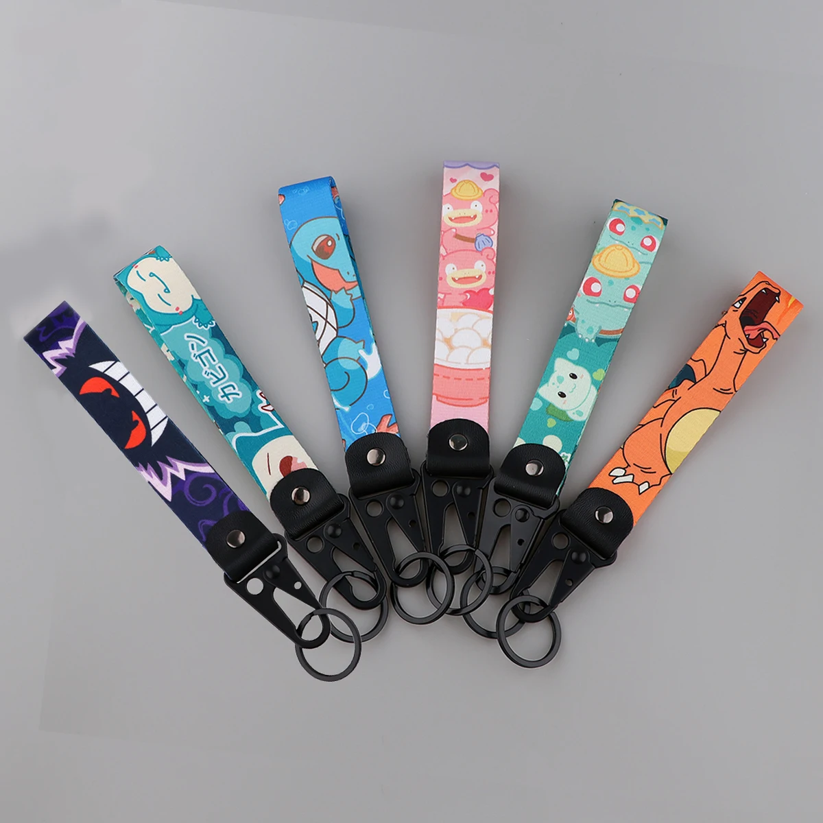 Cartoon Keychain Lanyard Cute Gengar Keyrings Wrist Straps for