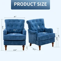Accent Chair With Comfy Chenille Club Fabric Comfy Upholstered Living Room Arm Chair Springs Cushions and Retro Wooden Legs Fab 2