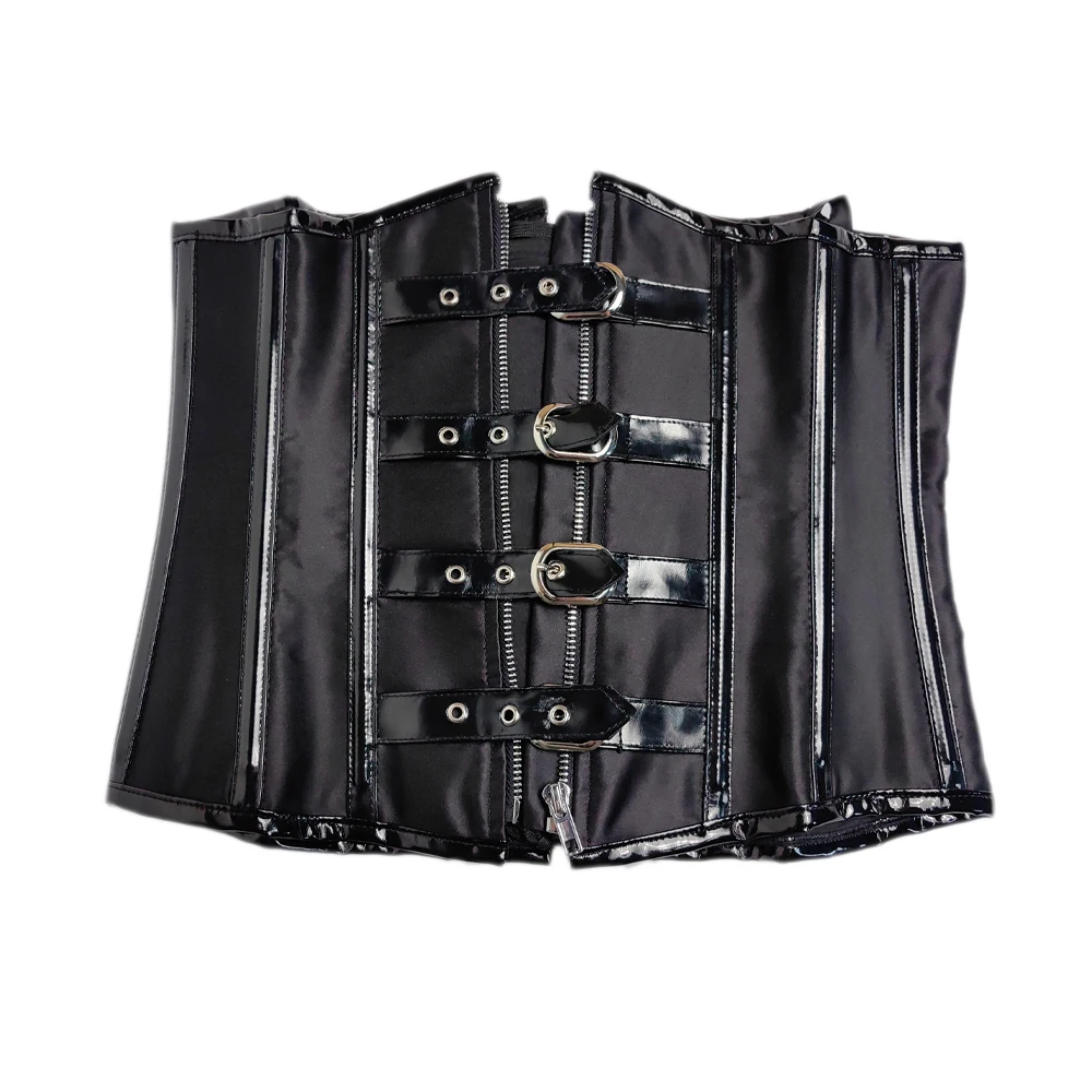 Men Corset Waist Trainer Steel Bones Lace Up Tight Tops Tummy Control Medieval Body Shaper With Zipper