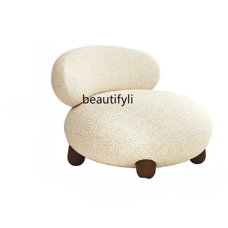 

Стул для отдыха в кремовом стиле для гостиной, прекрасная спальня, деревянная ножка, Овальный одиночный диван, стул, мебель для гостиной, Скандинавская мебель