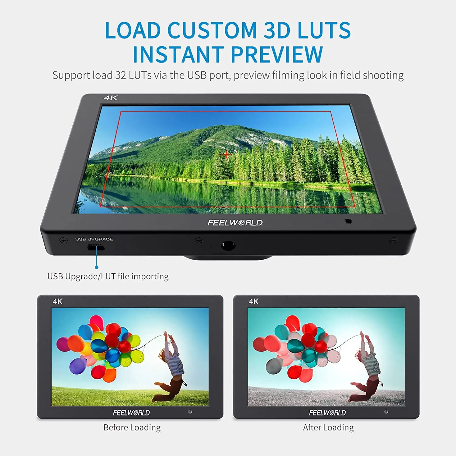 FEELWORLD Monitor T7 PLUS 7 Inch 3D LUT On Camera Field DSLR Monitor 4K HDMI Full HD 1920x1200 IPS Waveform Vector Aluminum Camera Monitor