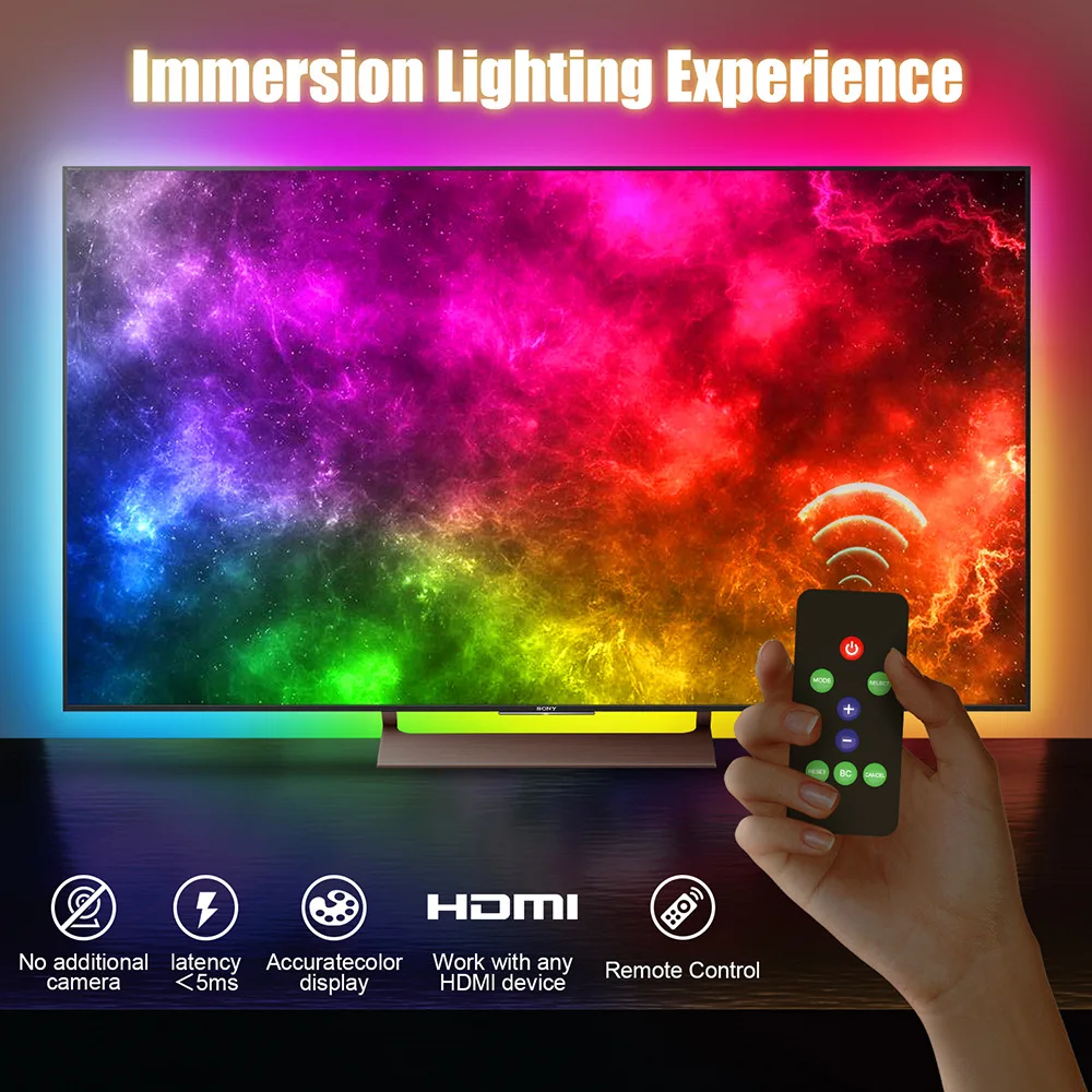 스마트 앰비언트 TV LED 백라이트, 4K HDMI 장치, 동기화 도어 LED 스트립, 와이파이 음성, 구글 어시스턴트 제어 키트