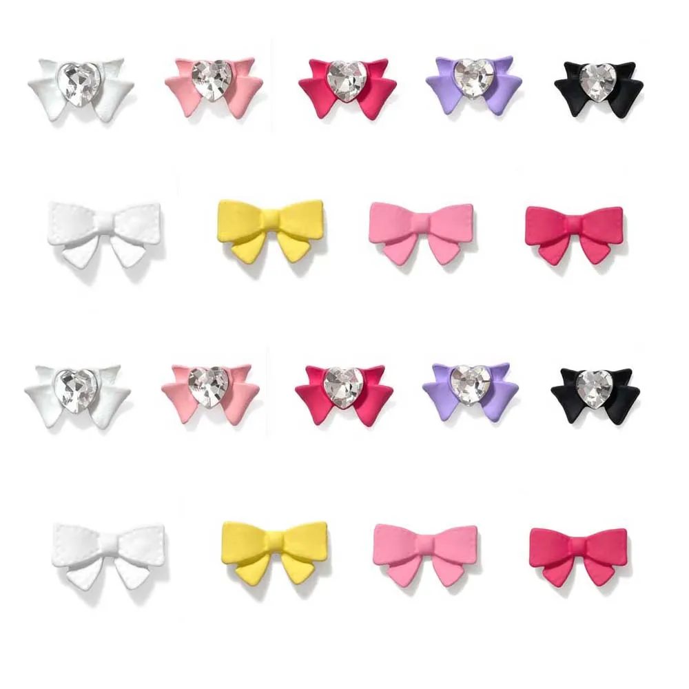 

10pcs Simple Bow Tie Nail Art Charm 3D Colorful Alloy Bowknot Inlaid White Diamond Nail Decoration DIY Luxury Nail Accessories