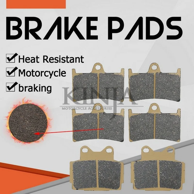 

3 Pairs Motorcycle Front Rear Brake Pads For YAMAHA FZR 400 FZR400 RRSP / RR 1991-1992 FZS 600 Fazer600 1998-2003