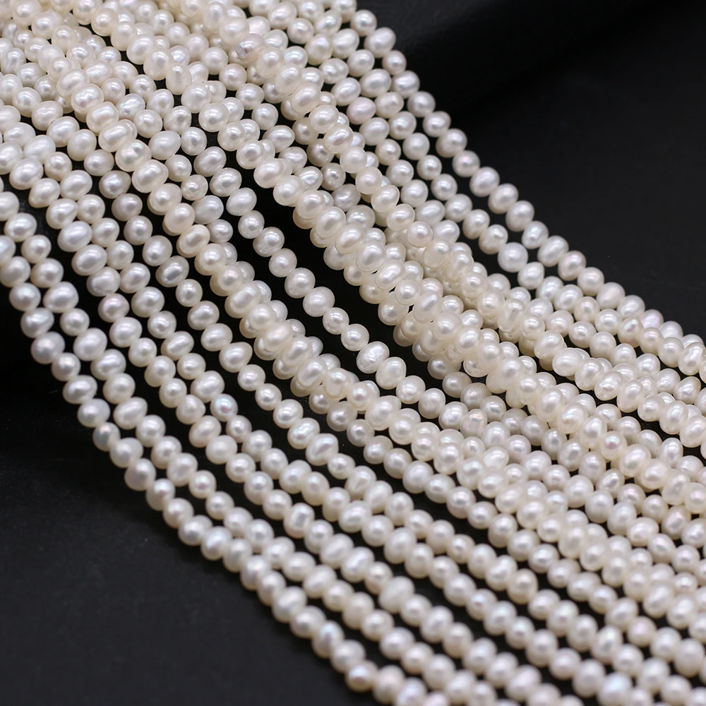 Natural Freshwater Pearl Beads White Round Shape Punch Loose Perles For Jewelry Making DIY Necklaces Bracelet Accessories Strand