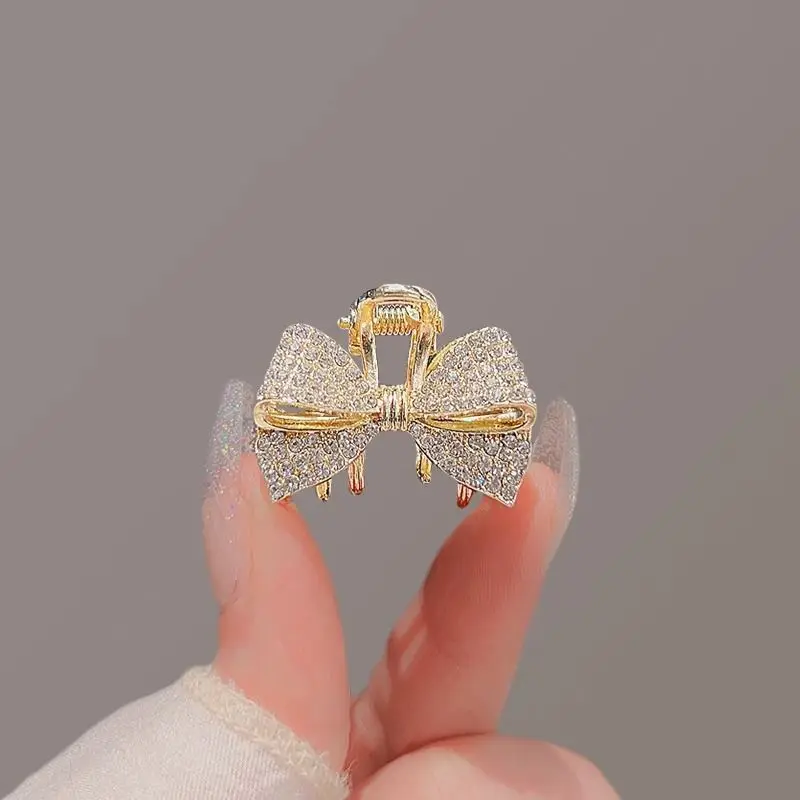 High-End Strass Bogen kleinen Clip Prinzessin Kopf Mini Clip Temperament Top Clip Frauen Haarschmuck