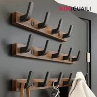 Wood Walnut clothes hanging hook,without punching wall hanging cap holder,door hanging hook key hook key holder without drilling 1
