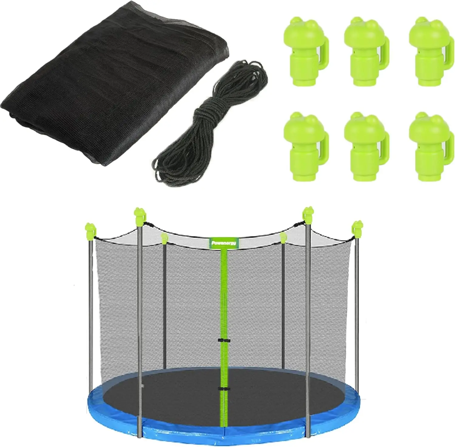 

Trampoline Net Replacement Safety Enclosure Net with Adjustable Straps for 6 Straight Poles Round Frame Trampoline, 6 Pole Caps(