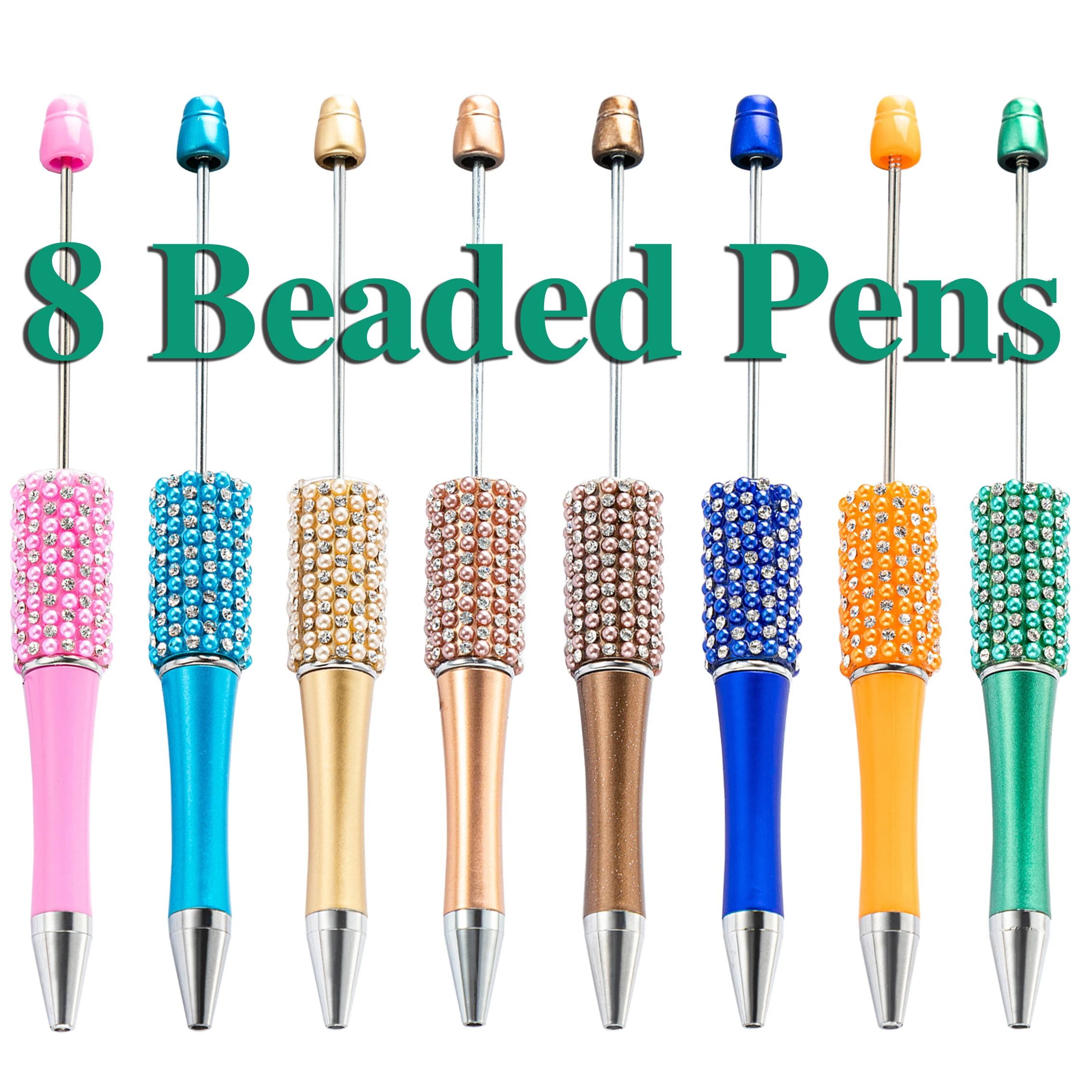 

8Pcs New Diamond Bead Pen Wholesale Creative DIY Handmade Sticker Set Diamond Beaded Ballpoint Pens Advertising Gift Pen