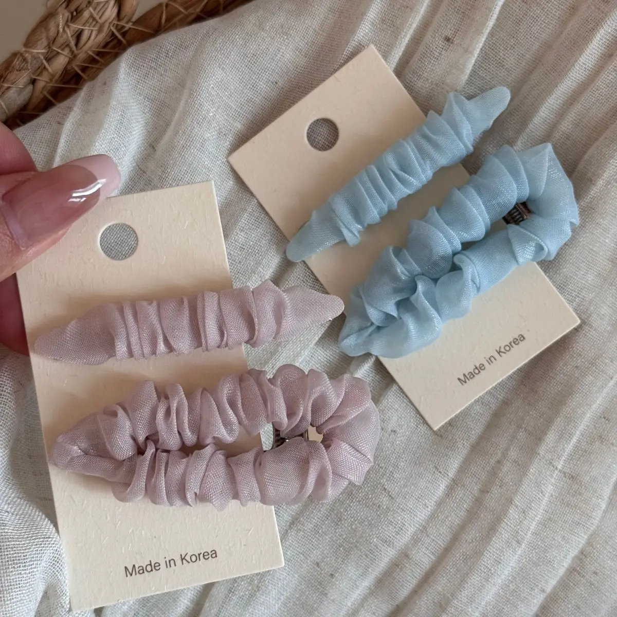 Set di fermagli per capelli eleganti alla francese, in organza a rete, fermagli irregolari, fermagli semplici per frangia, accessori per capelli alla moda per donna - immagine 4