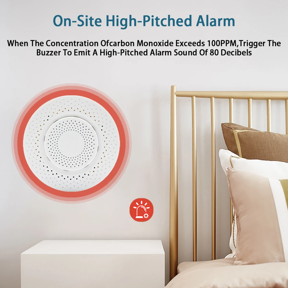 Tuya ZigBee 에어 박스 품질 CO 일산화탄소 감지기 테스터 자동화 알람은 Smart Life App Alexa Google 홈과 함께 작동합니다.