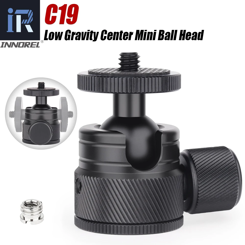 INNOREL C19 Mini Tripod CNC Metal Low Profile Ball Head 360&deg; Pan 90&deg; Tilt Tripods Mount Maxload 3kg for Mobile Phone Smartphone tripod ball head,cold shoe ball head,camera panoramic head