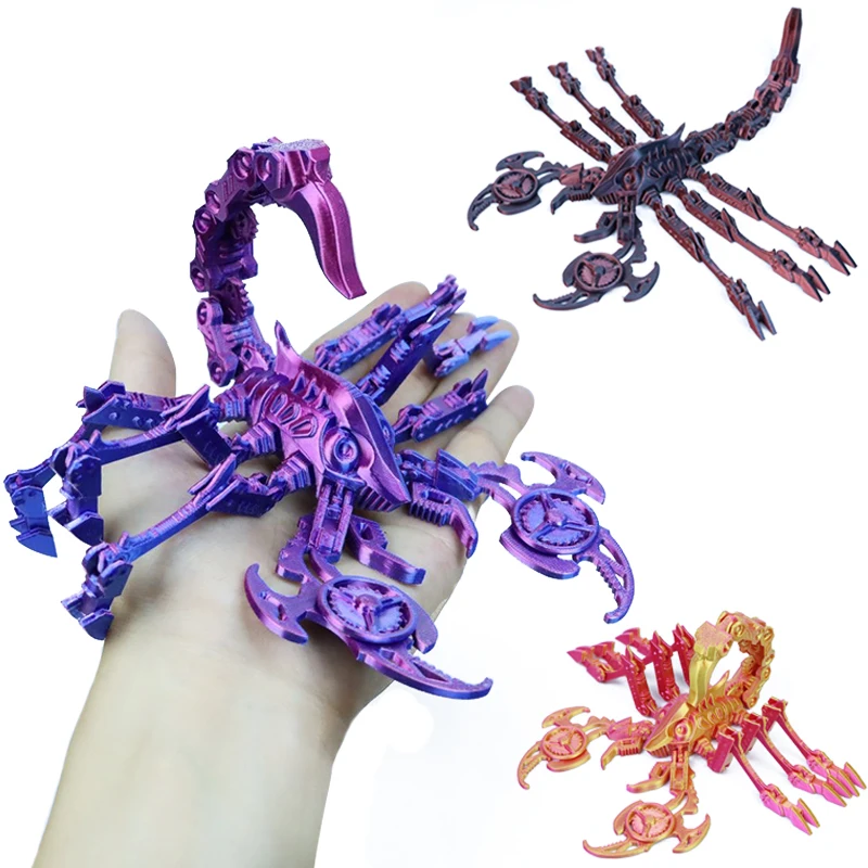 3D Printed Movable Joints Scorpion Toys Simulation Articulated Animal Figurine Ornaments Creative Model Desktop Decoration Gifts