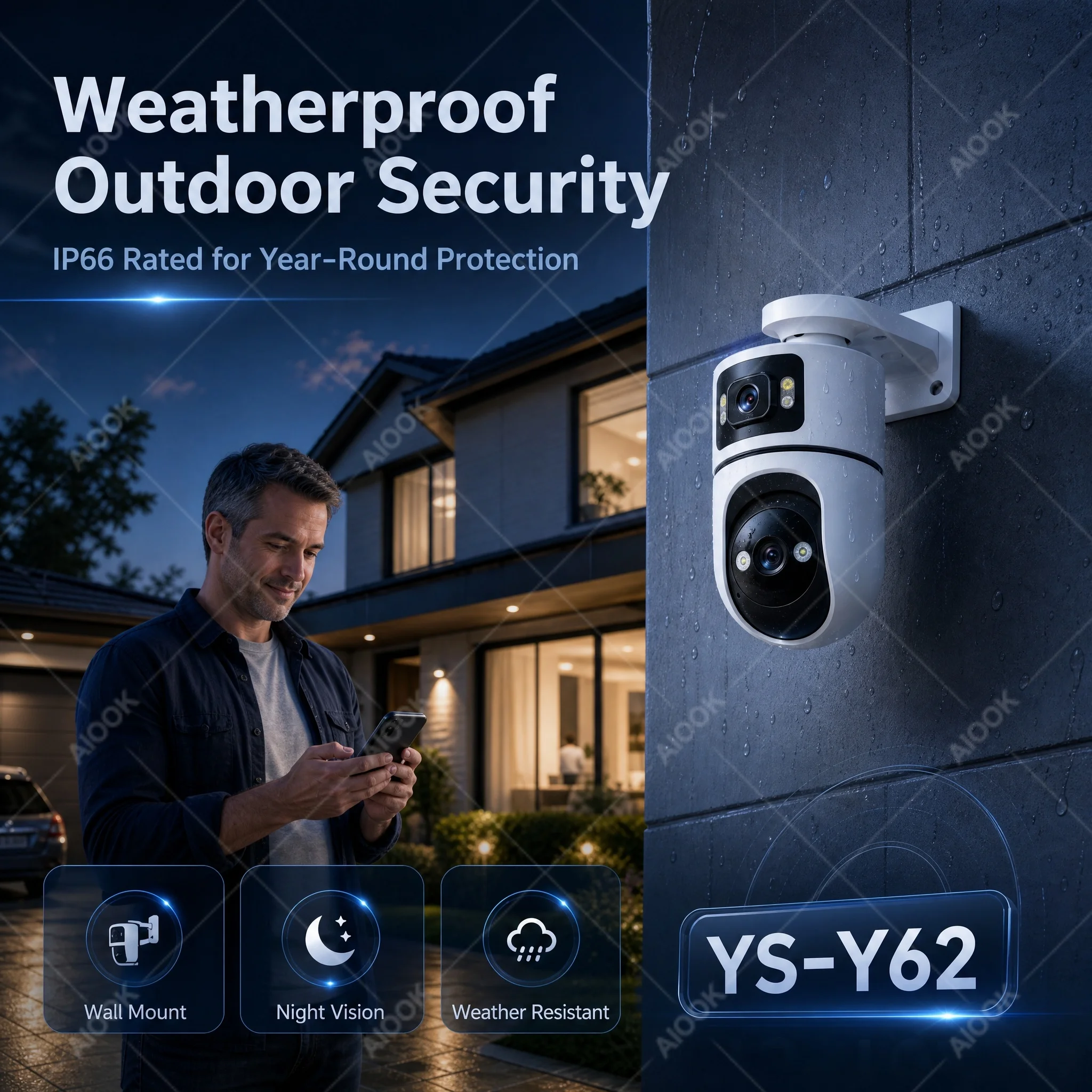 YOOSEE Ai APP Pet Detection Outdoor Camera High-definition 10MP Dual Lens 5G WIFI Camera Mobile Tracking Two-way Intercom CCTV 6