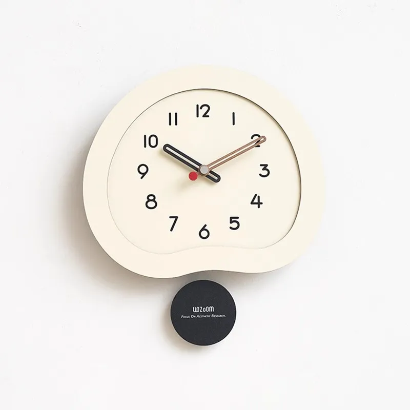 שעון קיר גדול מודרני שקט עם סגנון קרמי, פנדולום נדנדה בעיצוב מינימליסטי וטרנדי לסלון ולעיצוב הבית
