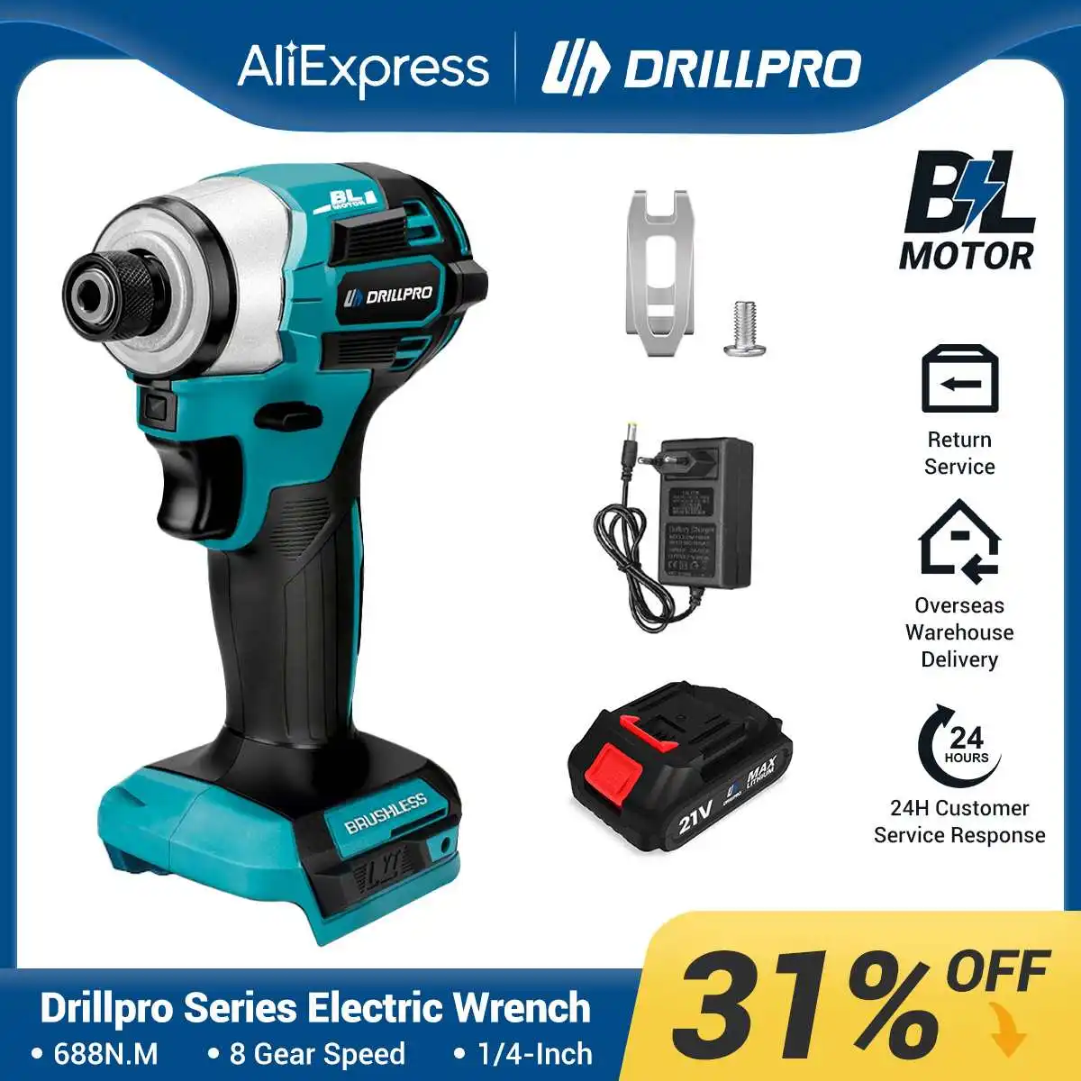 Drillpro Nuovo Cacciavite Elettrico Senza Spazzole A 8 Marce Da 1/4 Pollici Trapano Elettrico A Batteria Cacciavite Utensile Elettrico Per Batteria Ma