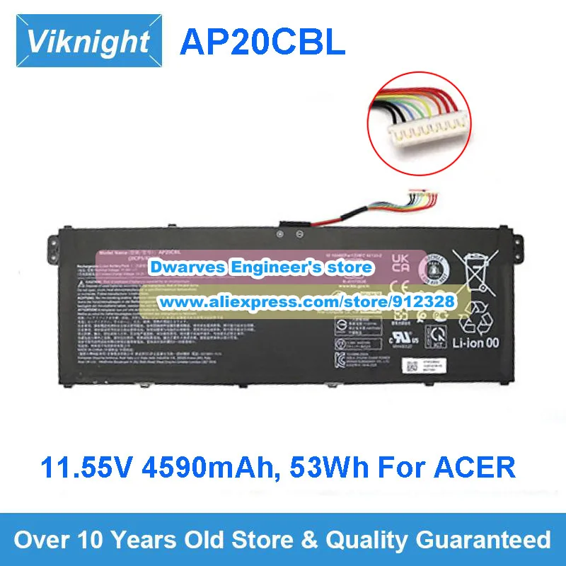 

Genuine 11.55V 4590mAh 53Wh Battery AP20CBL For ACER Aspire 5 A515-45 Vero AV15-51 SWIFT 3 SF314-43 SF314-511 CB315-4H TMB311RNA