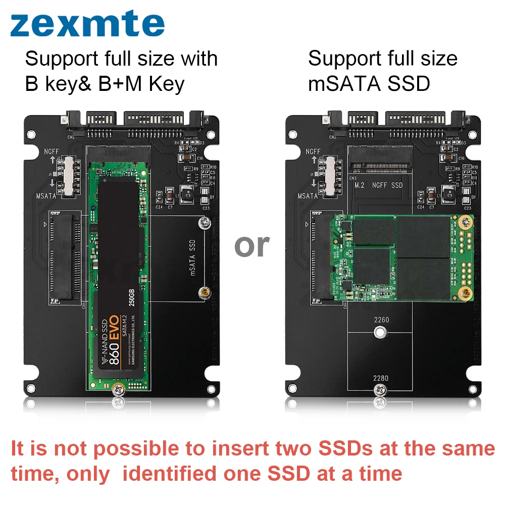 Ngff Msata Ssd para Sata 3.0 Cartão Adaptador Laptop Riser 6gps M.2 Ngff ou Msata Ssd Conversor Cartão para pc Portátil Zexmte-m.2