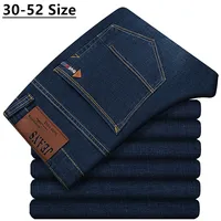 Plus Size 42 44 46 48 50 52 Autumn Winter New Men's Classic Jeans Loose Straight Denim Trousers Stretch Brand Pants Black Blue 1