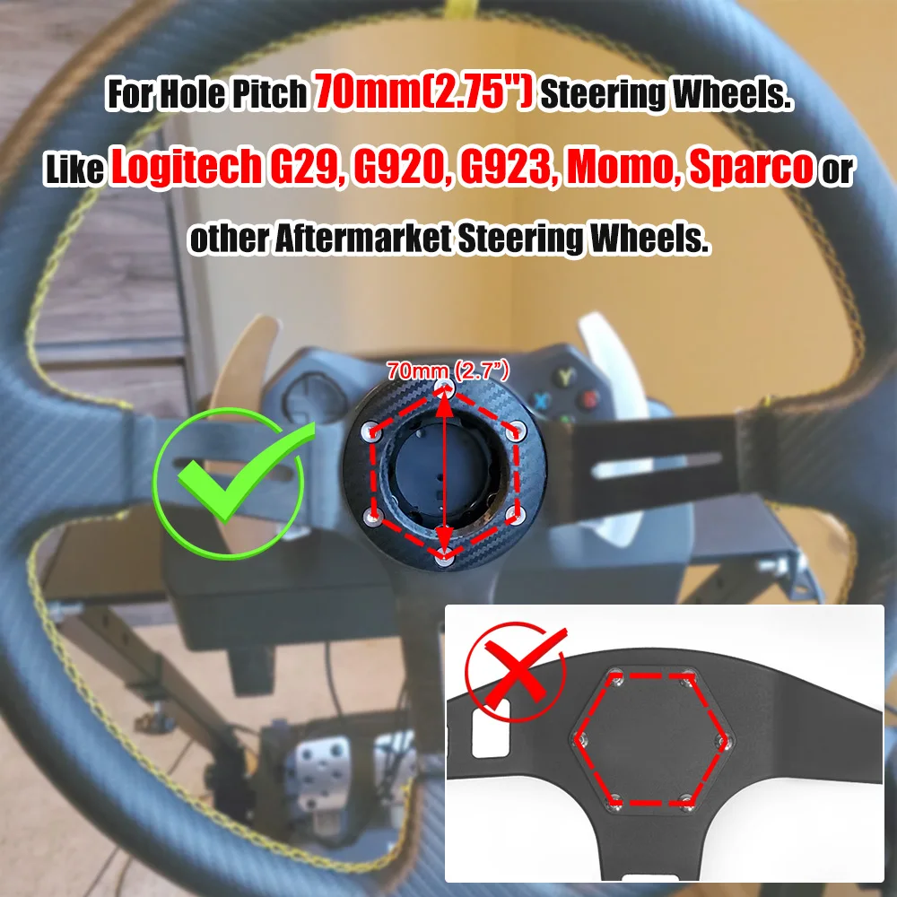 Für Logitech G29 G920 G923 13/14 zoll Auto Zubehör Lenkrad Adapter Platte  70mm PCD Racing auto spiel Änderung HUB05BK - AliExpress