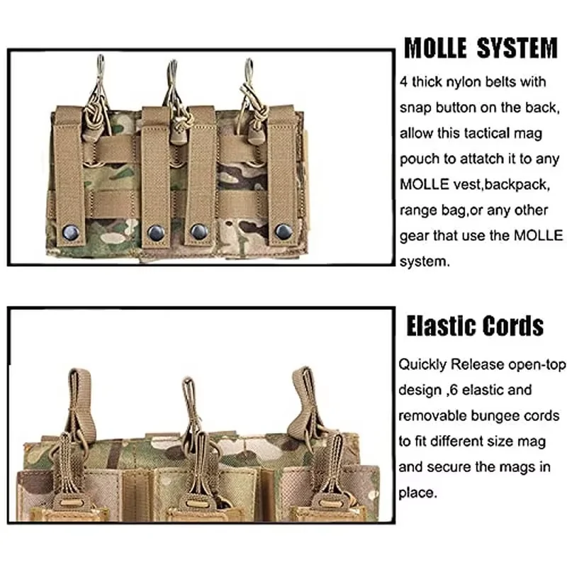 Magazine Pouch Tactical Mag Holder Triple Open-Top Pouches for M4 M16 AK Molle Backpack Hunting Gear