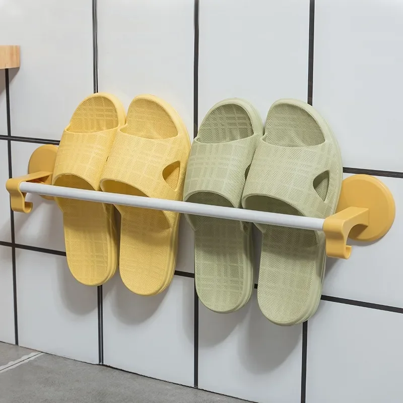 Bathroom Towel Bars Nordic Slipper Rack Wall Mounted with Hooks Household Kitchen Accessories Simple Organizer Shelves Home Ins