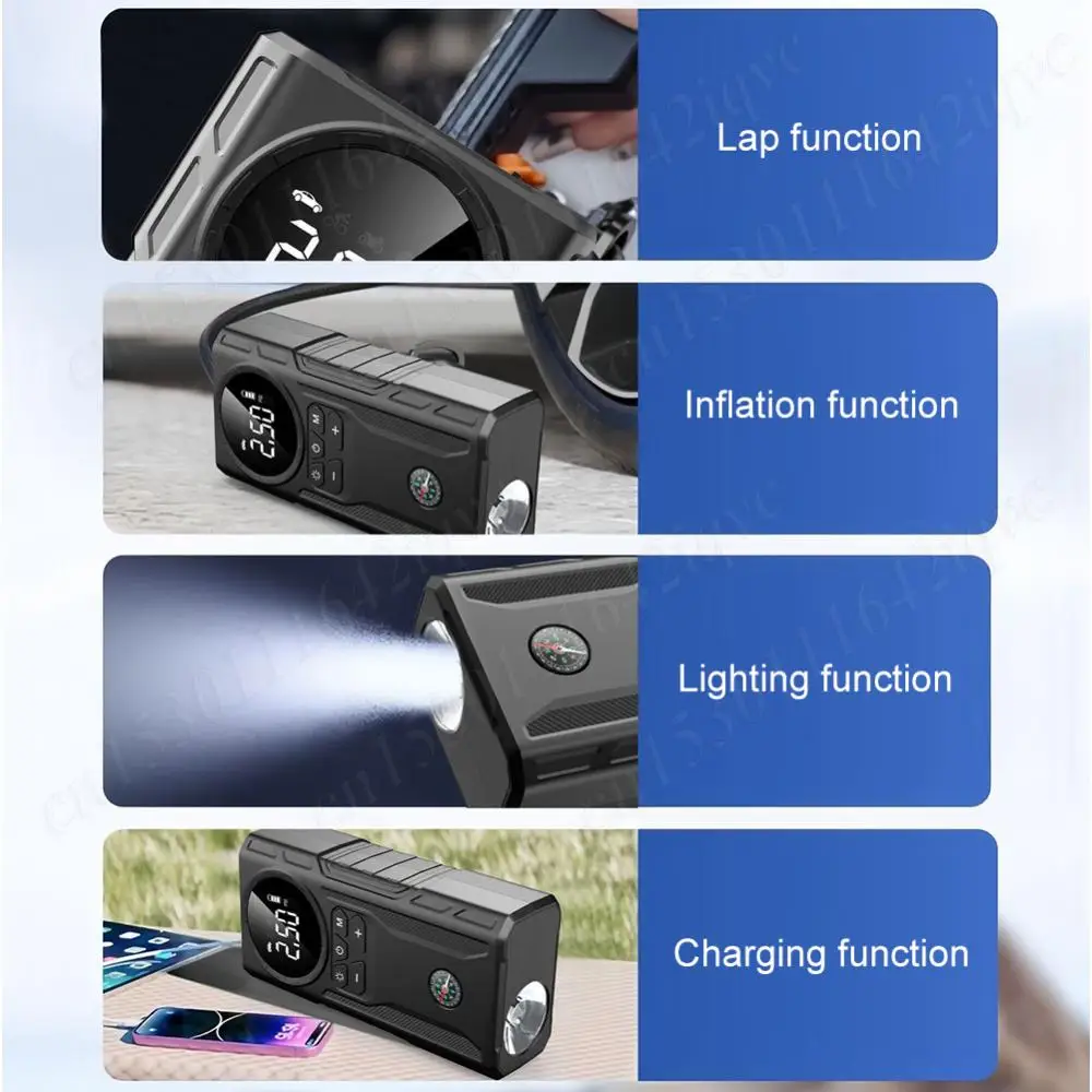 New 39800mAh Car Jump Starter Car Wireless Air Pump USB Rechargeable Bicycle Air Compressor Tire Inflator Starting Device