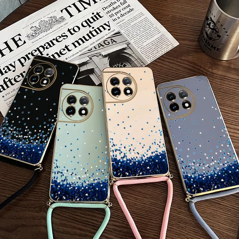 Blue Star Sky Lanyard Plating Phone Case Cover