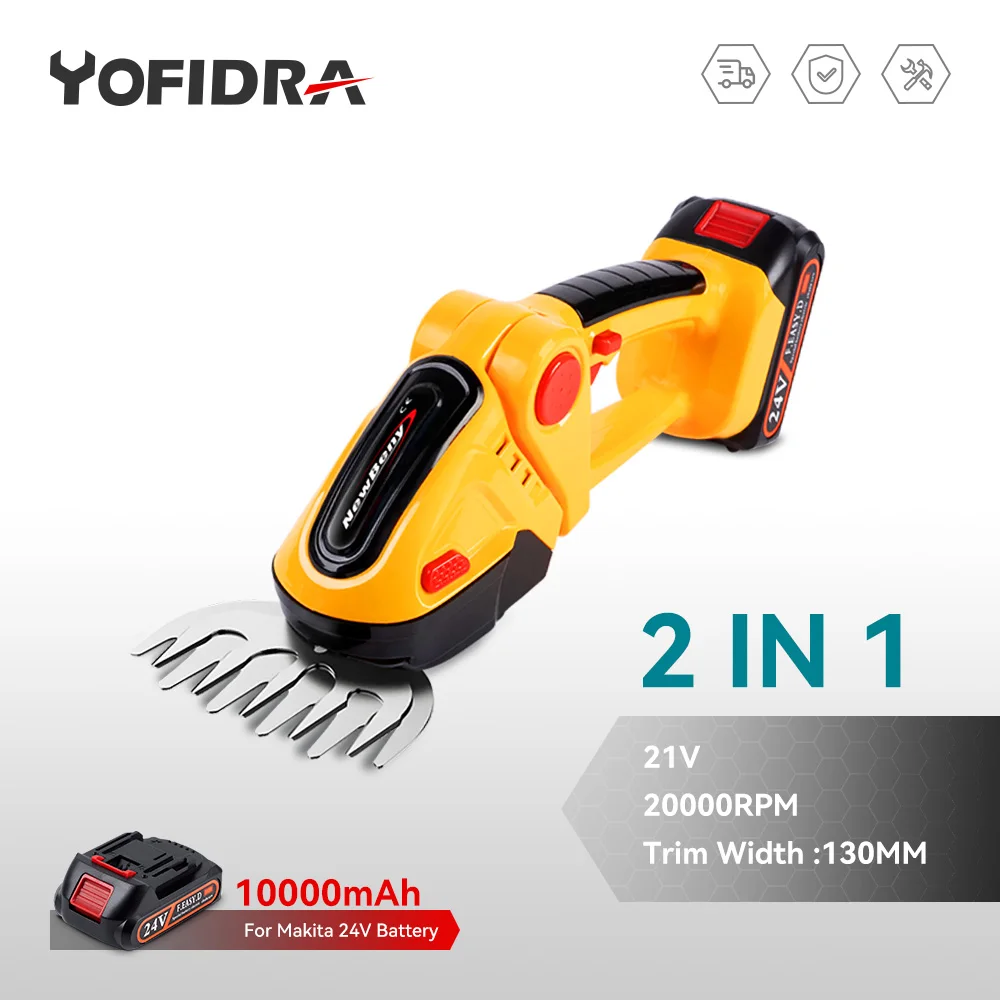 Yofidra 24V 2 In 1 Tagliasiepi Elettrico 20000Rpm Tosaerba Per Uso Domestico Forbici Da Giardino Forbici Da Erba Forbici Elettriche