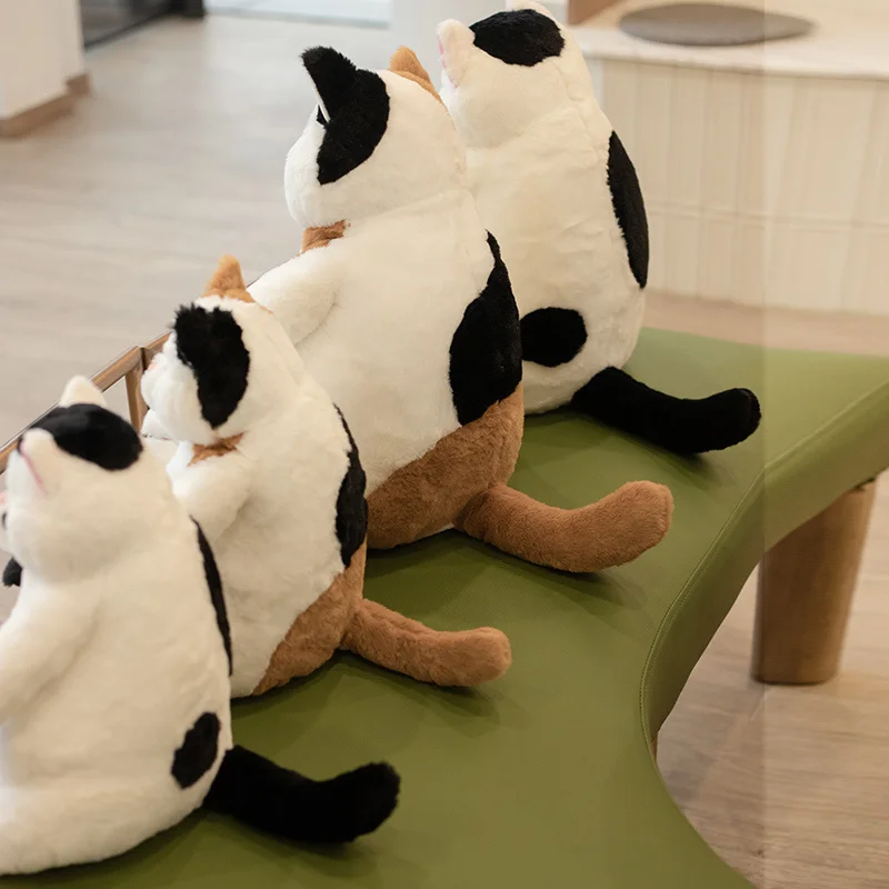 35/45cm Lazy Japan Cat Doll Like Real Fuzzy Plush Stuffed Sitting Sleeping Animal Toy Brown Black Colors Children Present