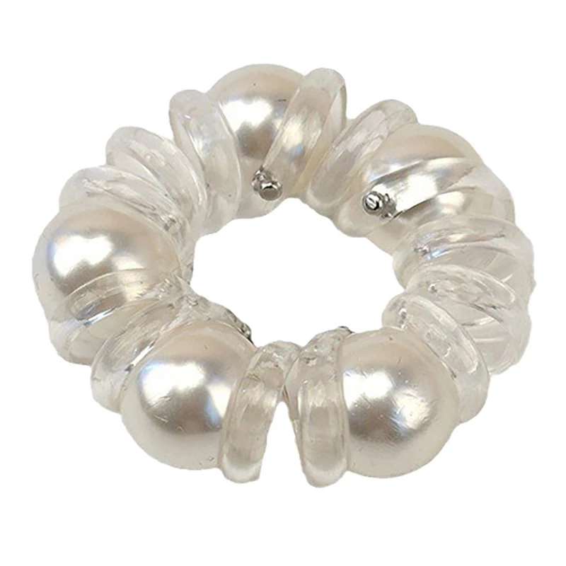 1PCS Women High Elastic Hair Rope Transparent Pearl Phone 